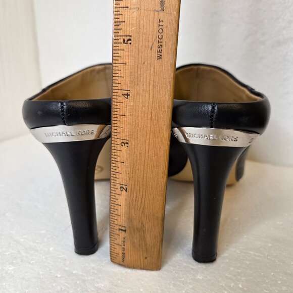 MICHAEL Michael Kors Shaw Black Leather Mule Peep Toe Block Heel Sandals - 6.5 - Picture 14 of 15